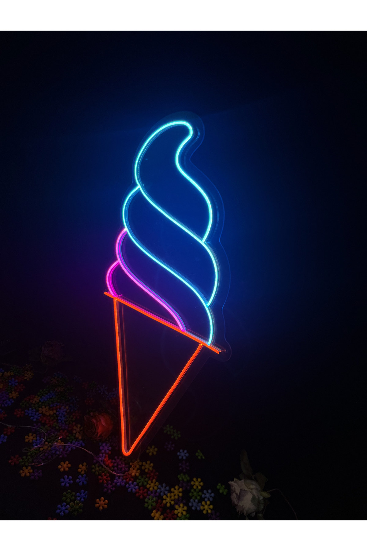 Külahta Dondurma - Dekoratif Duvar Aydınlatması Neon Led Yazı Cafe Restoran Pastane 38x80 cm