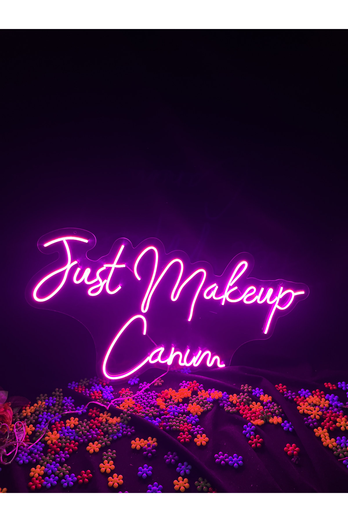Just Makeup Canım - Salon Dekoratif Duvar Aydınlatması Neon Led Yazı Güzellik Merkezi 70x38 cm
