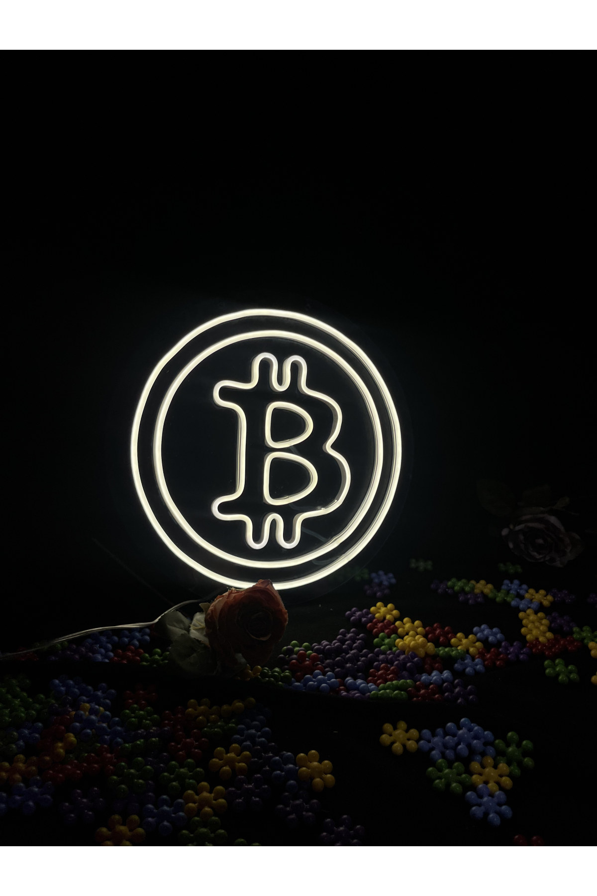 Bitcoin - Dekoratif Duvar Aydınlatması Neon Led Yazı Logo Amblem 32x32 cm