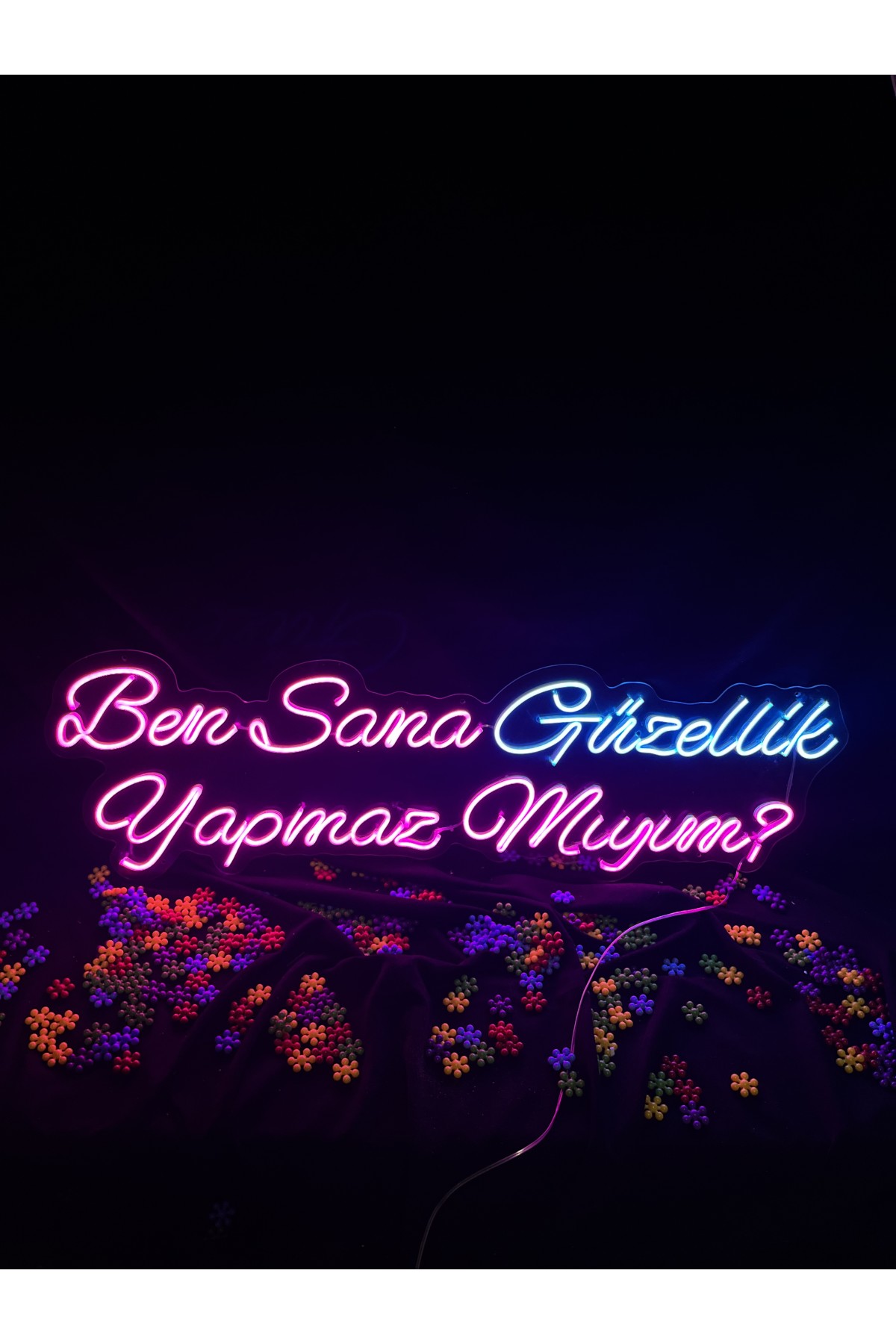 Ben Sana Güzellik Yapmaz Mıyım? - Dekoratif Duvar Aydınlatması Neon Led Yazı Galeri Dükkan 100x30cm