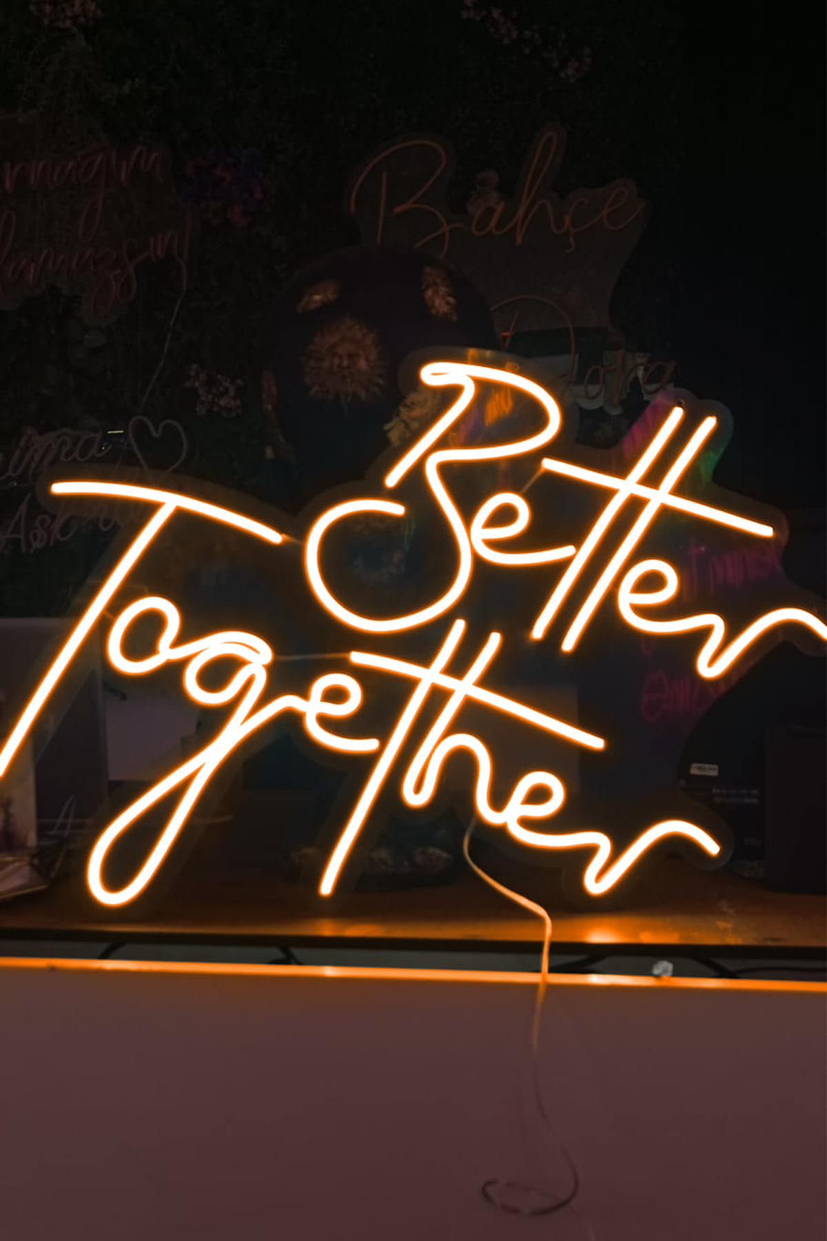 Better Together Yazılı Neon Led Işıklı Tablo Düğün ve Kutlama Duvar Dekorasyon Ürünleri
