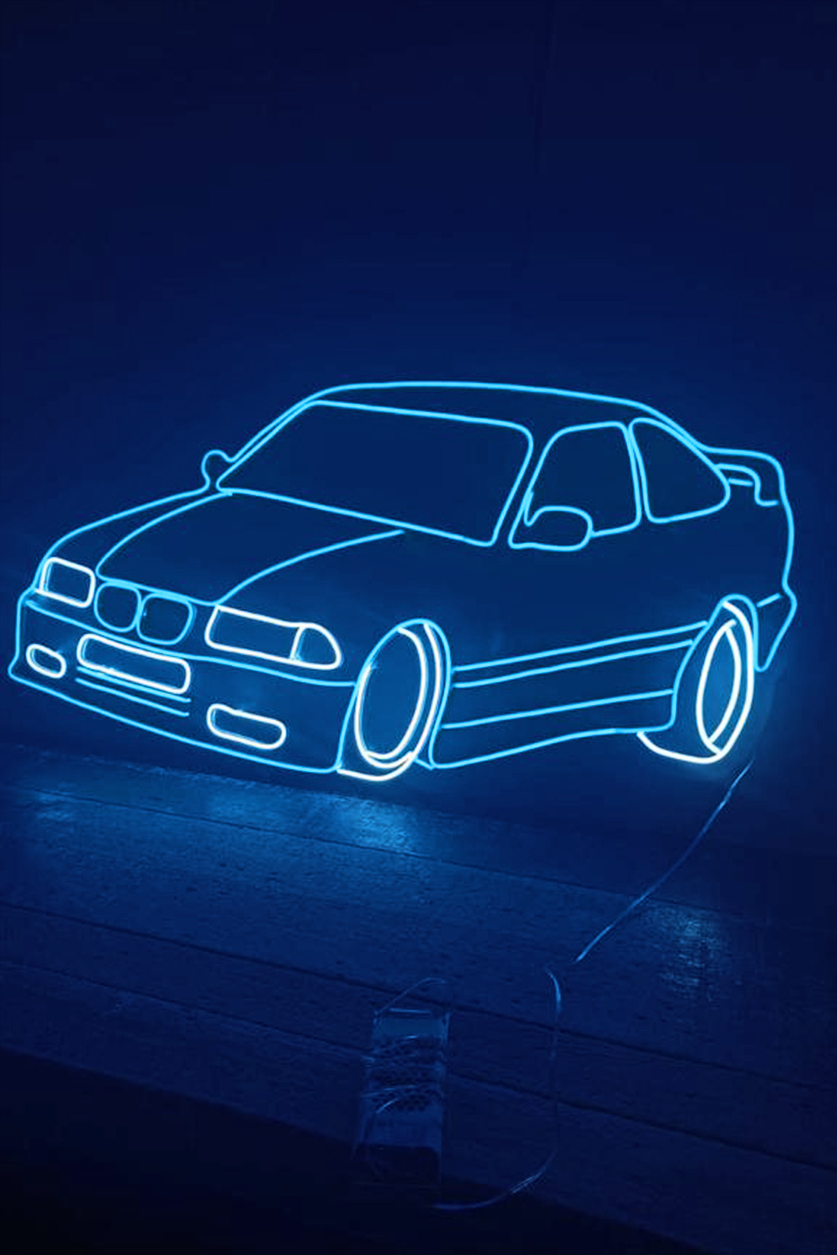 Işıklı BMW Araba: Neon LED Tabela Duvar Dekorasyon Ürünü 