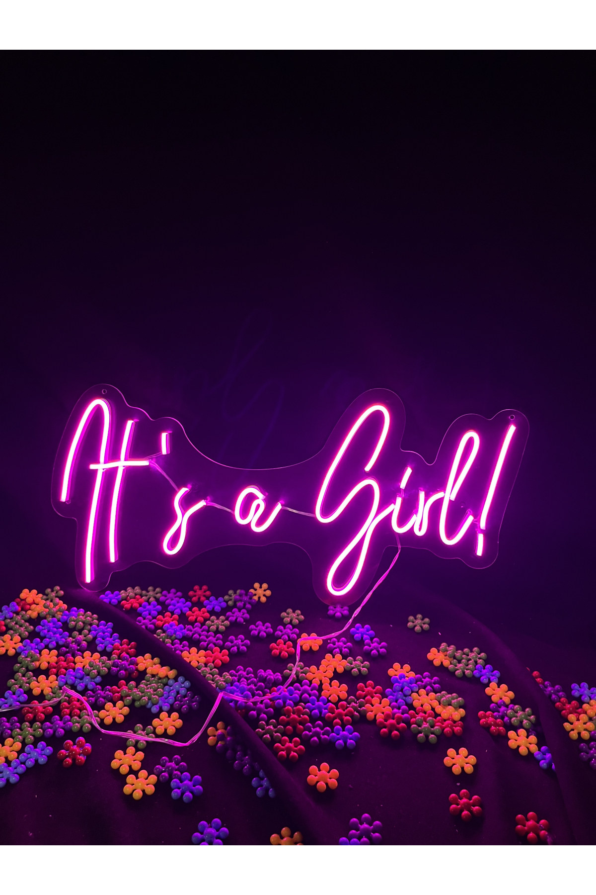 It's a Girl - Cinsiyet Partisi Dekoratif Duvar Aydınlatması Neon Led Yazı 60x28 cm