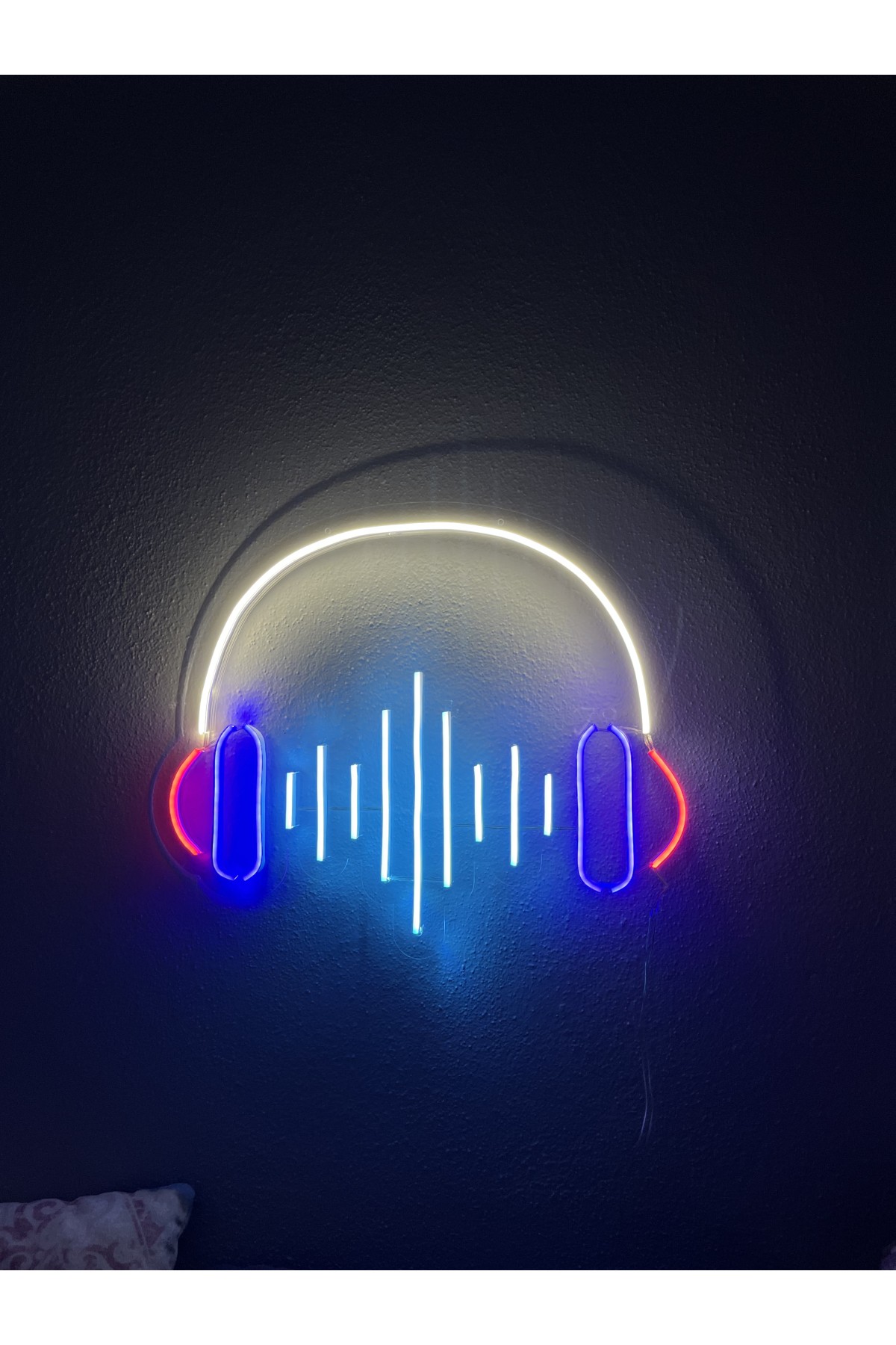 Kulaklık Ekolayzır - Dekoratif Duvar Aydınlatması Neon Led Yazı Bar Club Müzik 40x40 cm