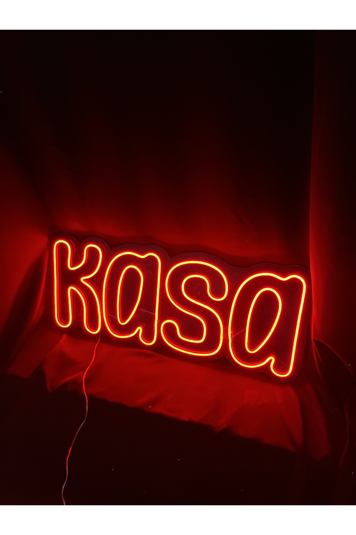 Kasa V3 - Dekoratif Duvar Aydınlatması Neon Led Yazı Cafe Restoran 70x30 cm
