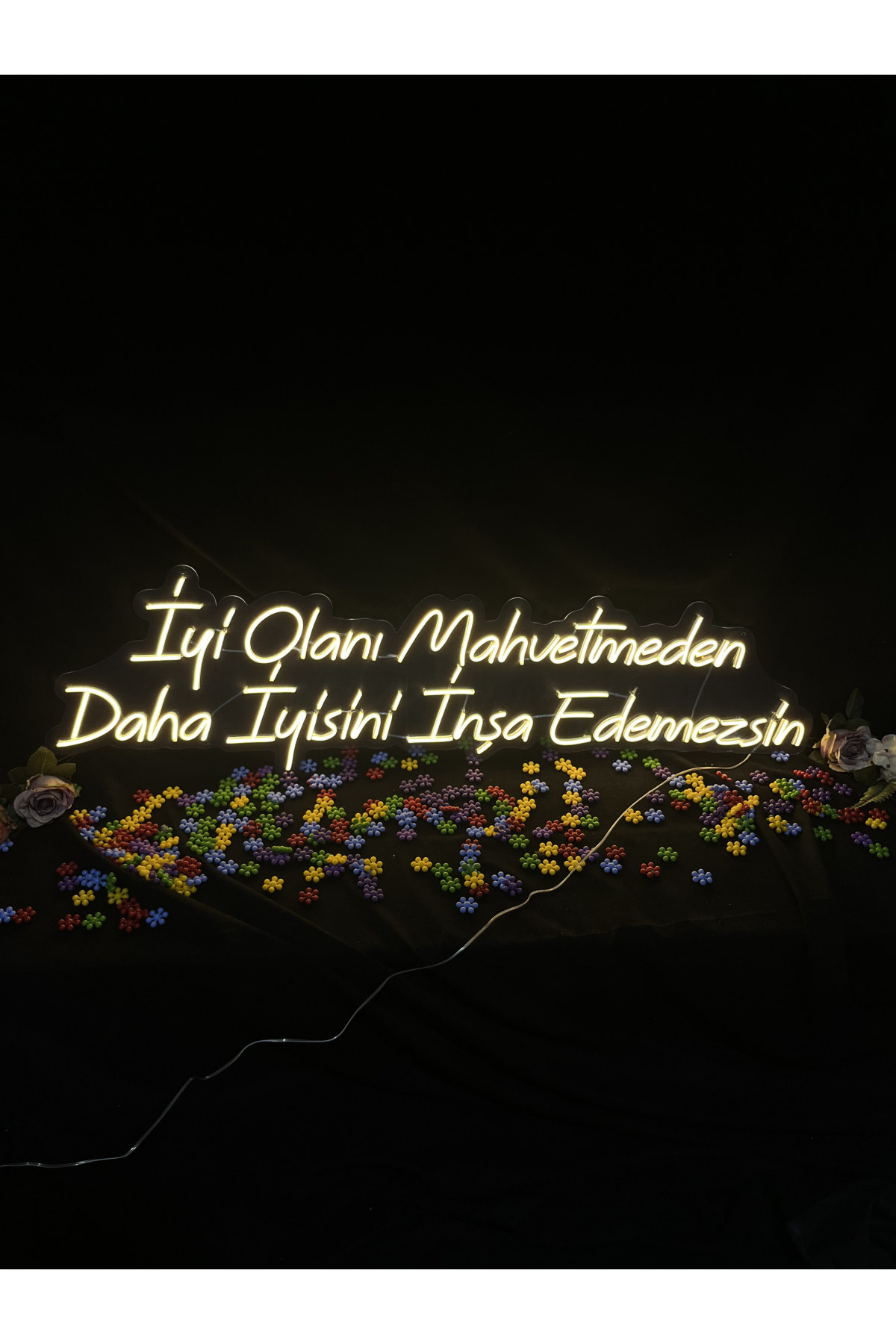İyi Olanı Mahvetmeden - Dekoratif Duvar Aydınlatması Neon Led Yazı Motivasyon 120x33 cm