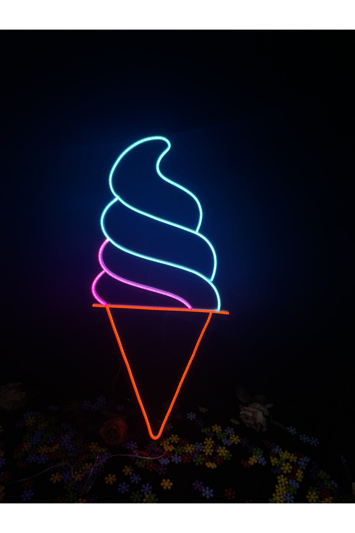 Külahta Dondurma - Dekoratif Duvar Aydınlatması Neon Led Yazı Cafe Restoran Pastane 38x80 cm