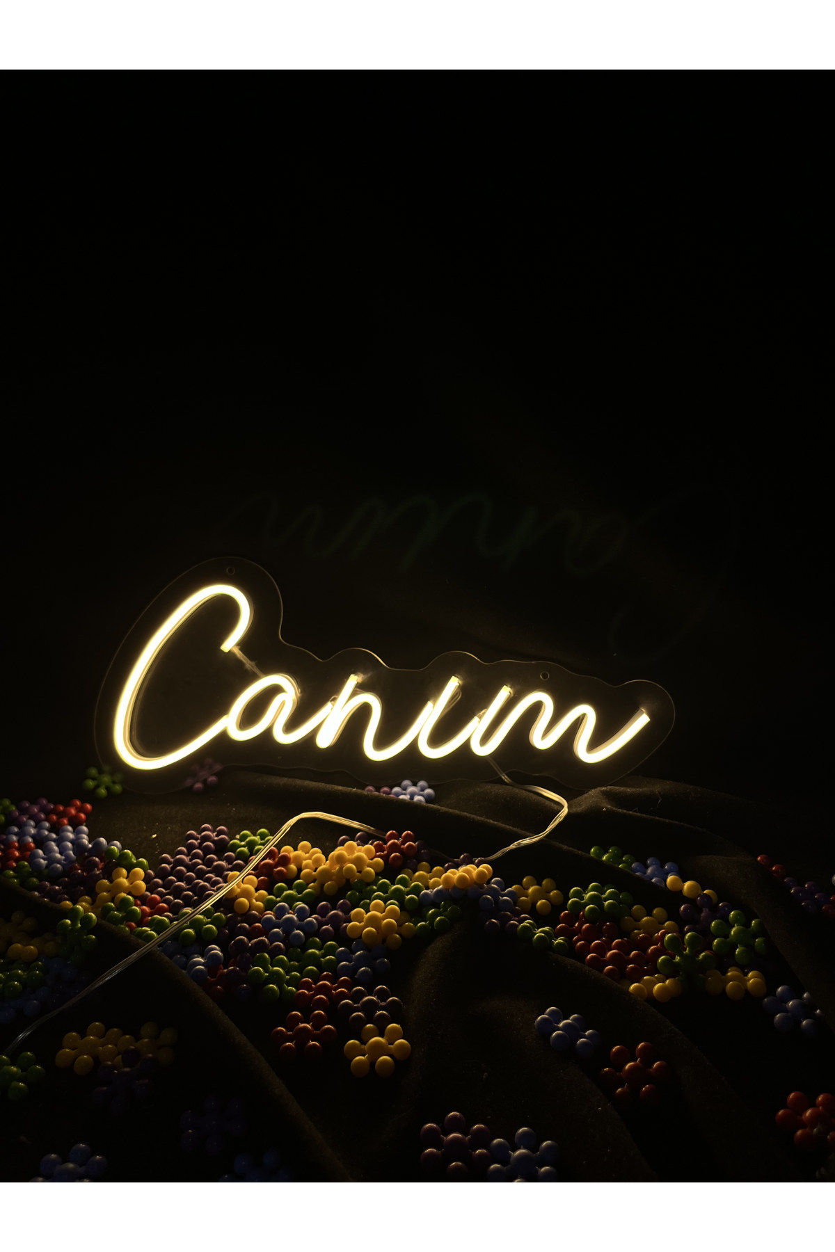 Canım - Dekoratif Duvar Aydınlatması Neon Led Yazı Cafe Restoran 40x17 cm