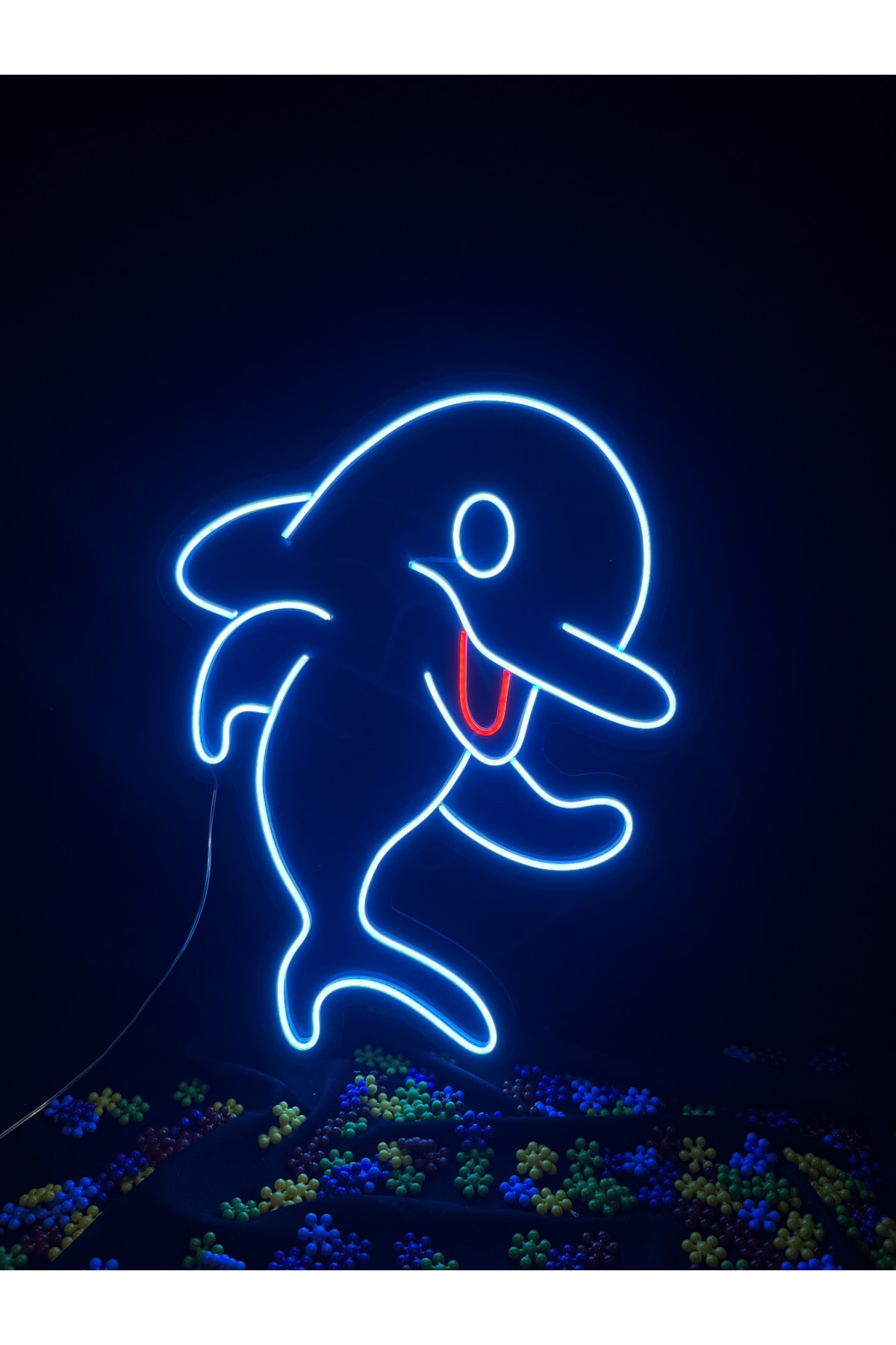 Yunus - Dekoratif Duvar Aydınlatması Neon Led Yazı Çocuk Odası 50x56 cm