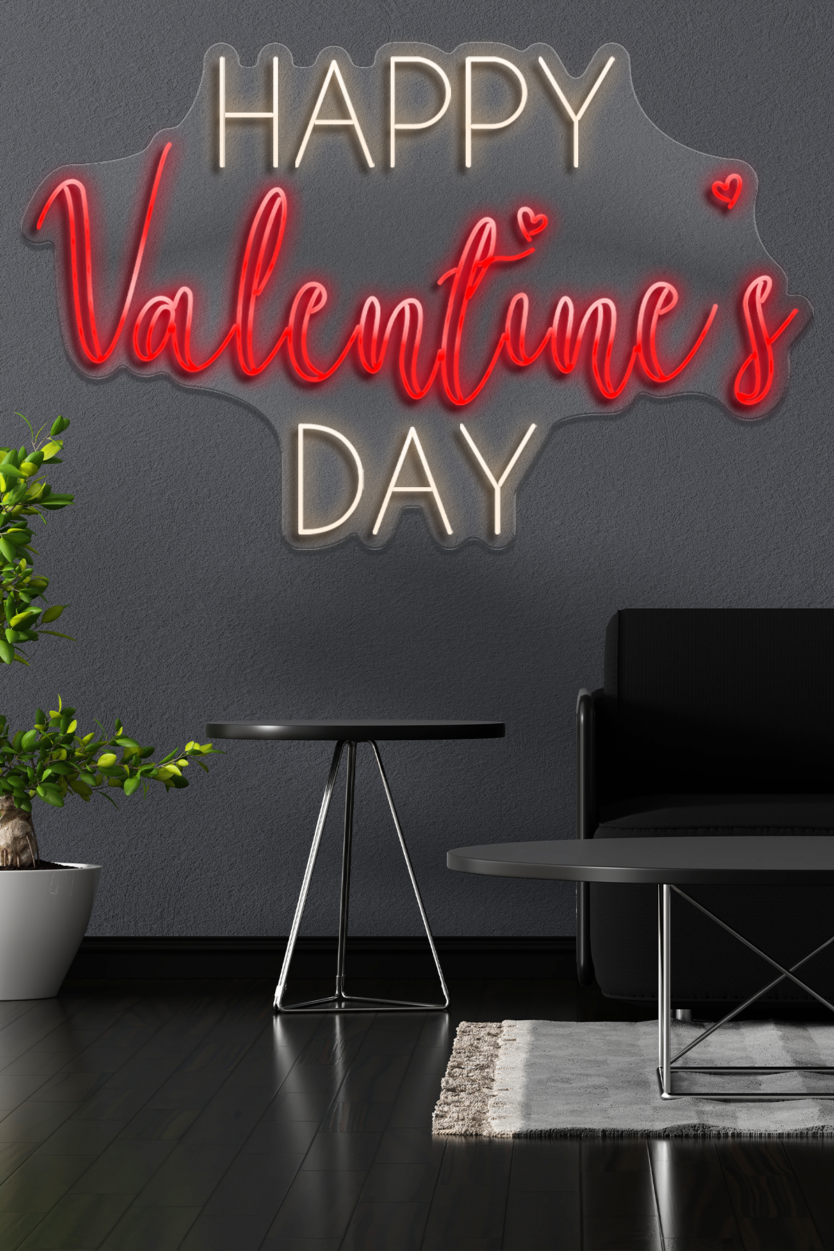 Sevgililer Günü Neon Led İşletmelere Happy Valentines Day Yazılı