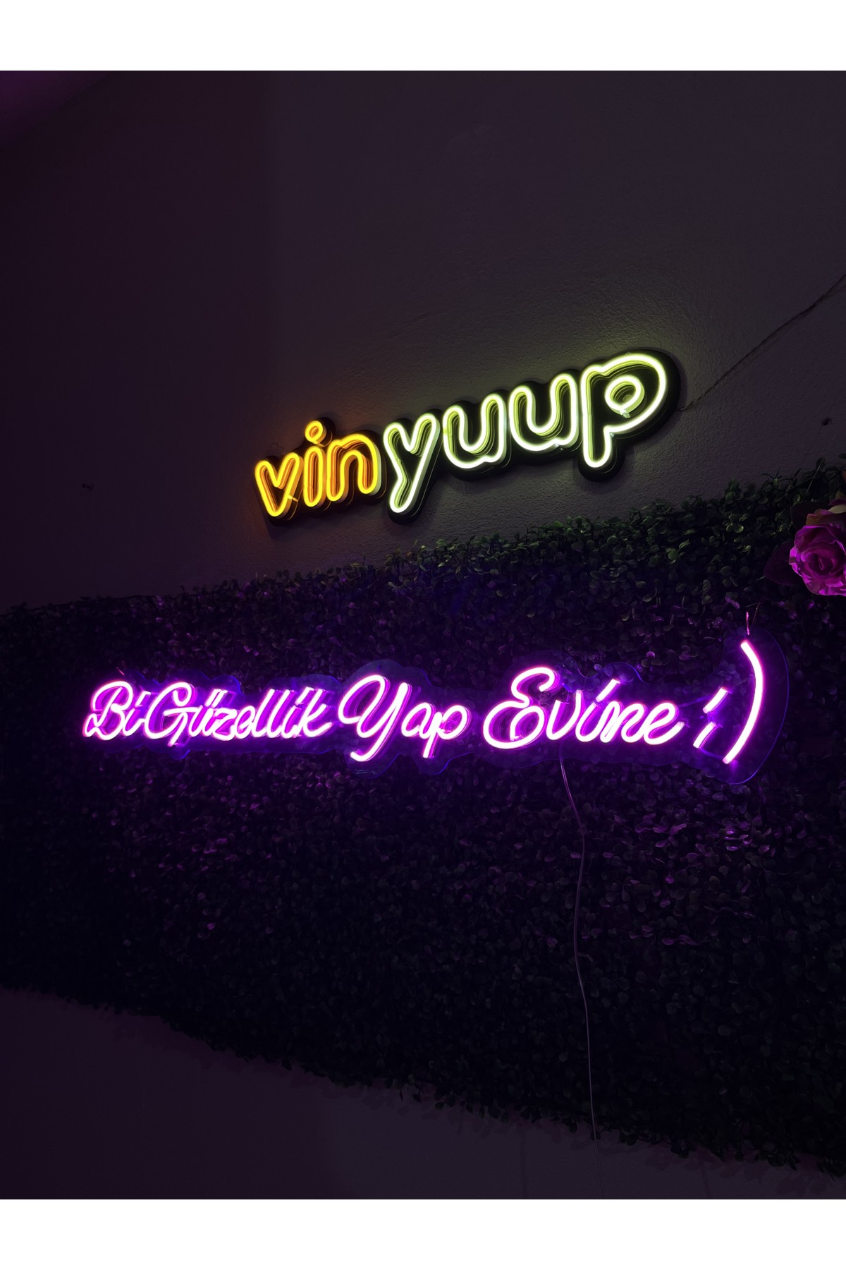 Bi Güzellik Yap Evine - Dekoratif Duvar Aydınlatması Neon Led Yazı Mobilya Mağaza Showroom 100x15cm