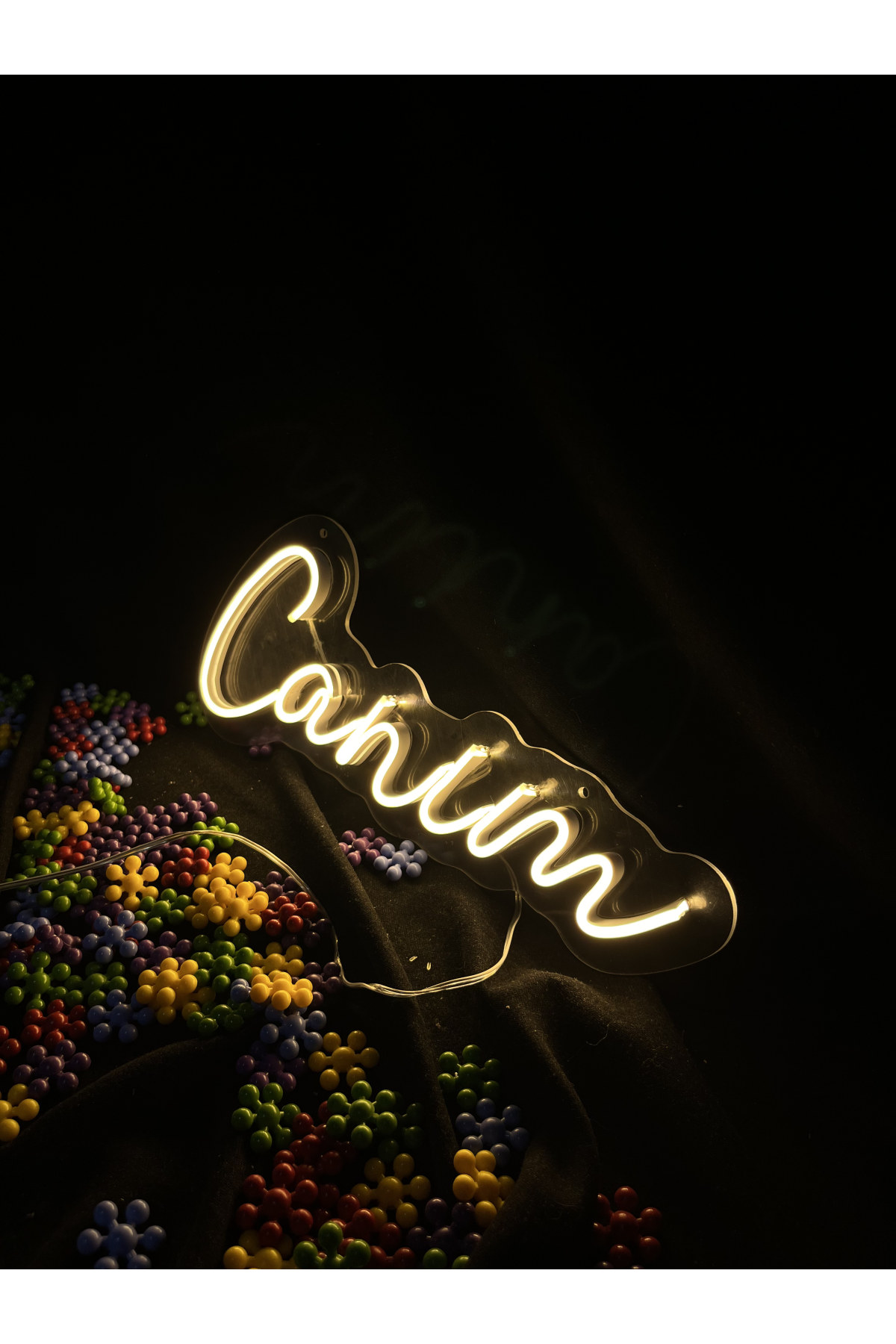 Canım - Dekoratif Duvar Aydınlatması Neon Led Yazı Cafe Restoran 40x17 cm