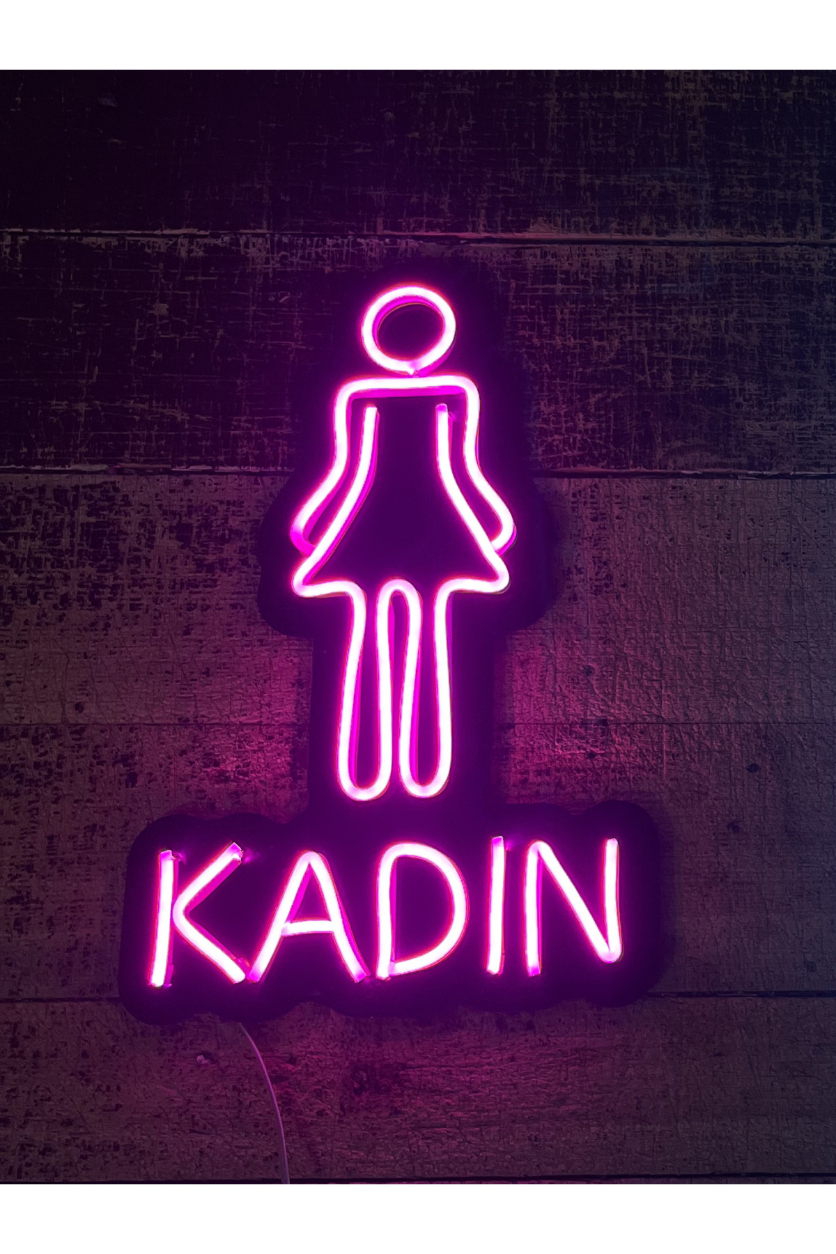 WC Kadın Tabelası v4 - Dekoratif Duvar Aydınlatması Neon Led Yazı Bar Cafe Restoran 26x40 cm