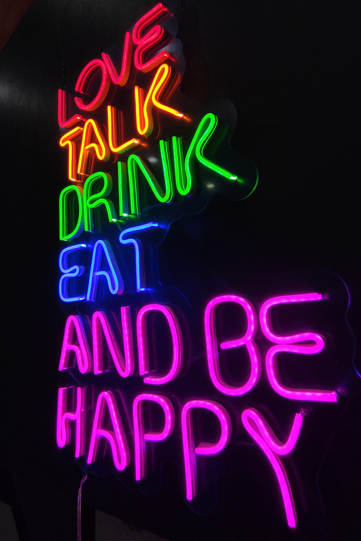 Işıklı Love Talk Drink Eat And Be Happy: Neon LED Tabela Duvar Dekorasyon Ürünü 