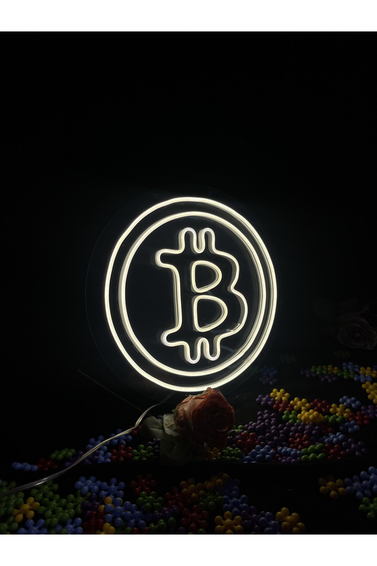 Bitcoin - Dekoratif Duvar Aydınlatması Neon Led Yazı Logo Amblem 32x32 cm