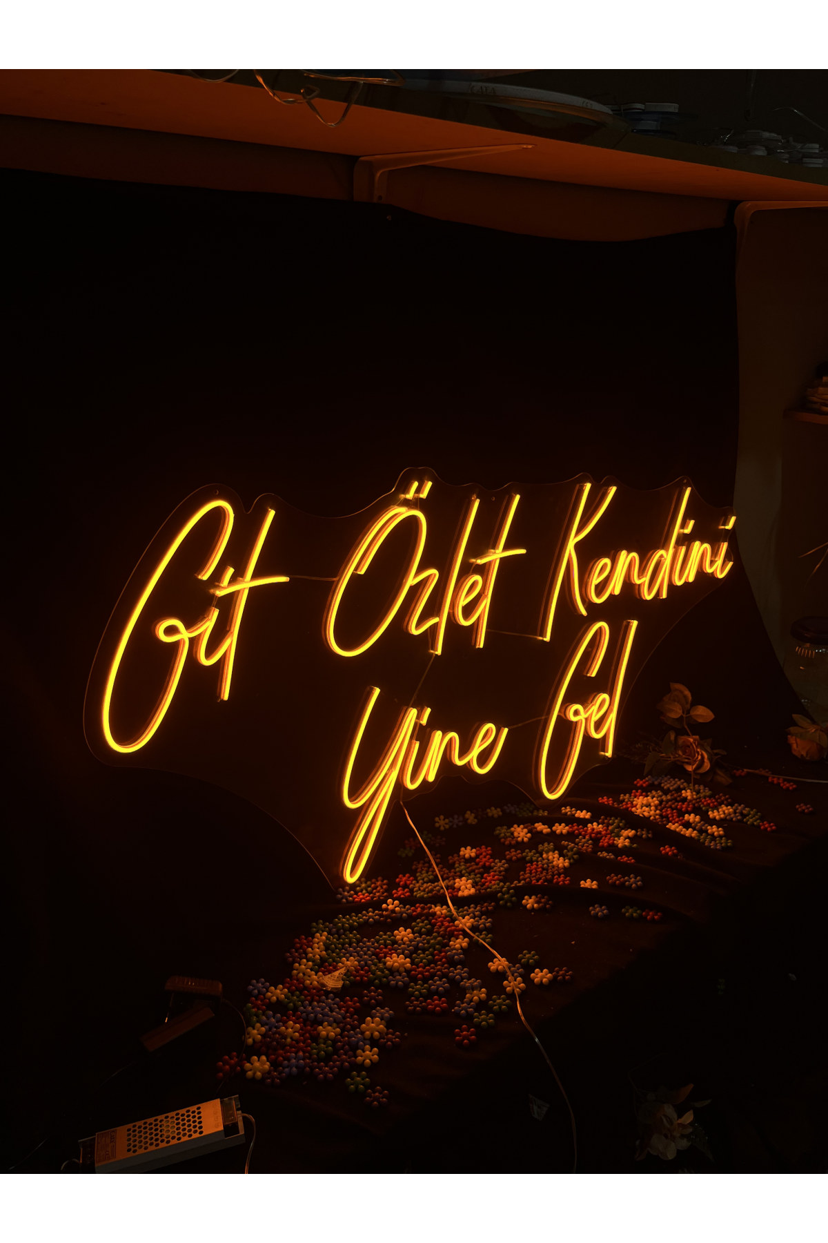 Git Özlet Kendini - Dekoratif Duvar Aydınlatması Neon Led Yazı Motivasyon 135x64 cm