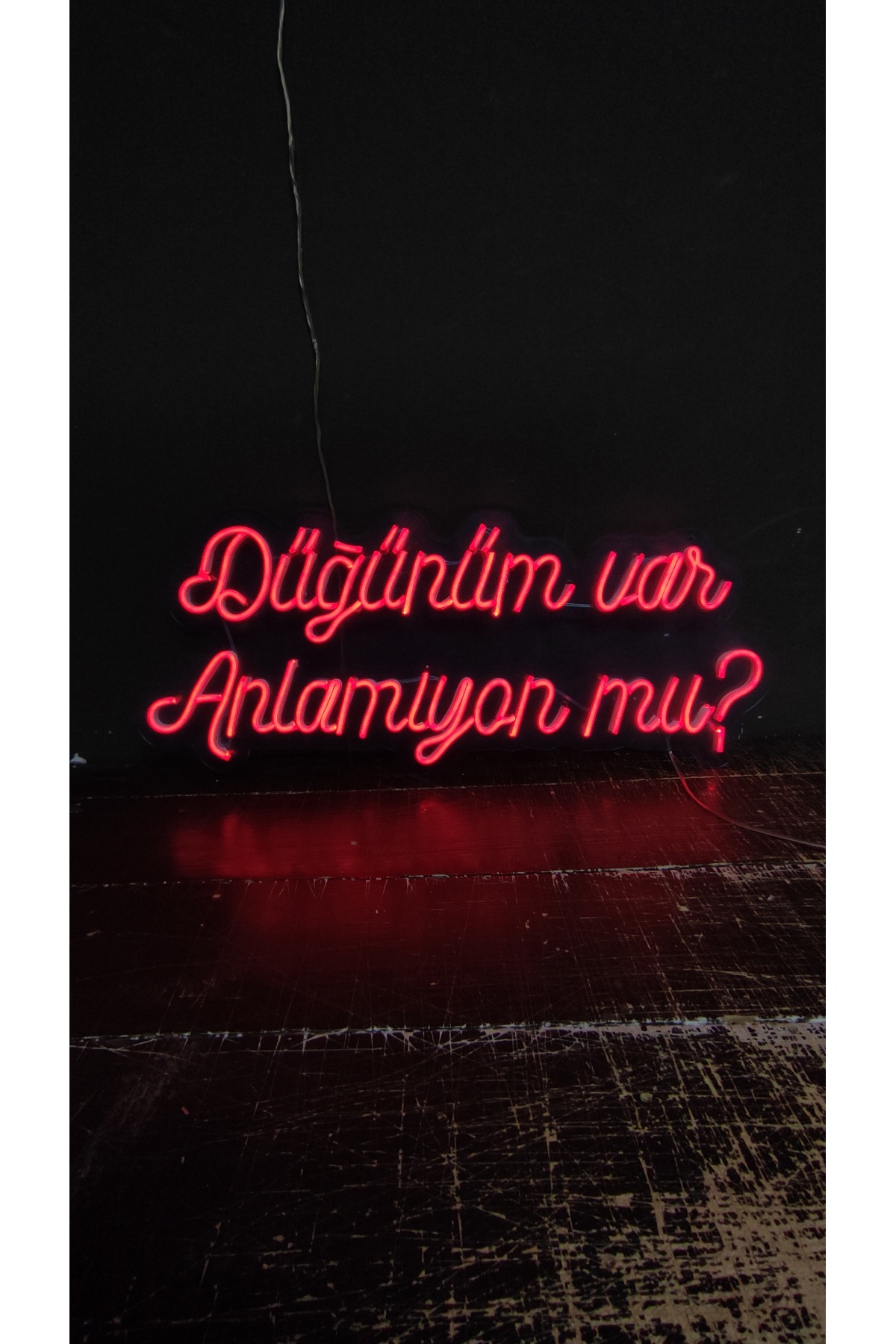 Düğünüm Var Anlamıyon Mu - Dekoratif Duvar Aydınlatması Neon Led Yazı Düğün Organizasyonu 65x27 cm